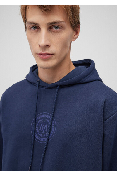 Mühür Logo Baskılı Kapüşonlu Lacivert Sweatshirt 0s10192-70490-Lacivert - 5