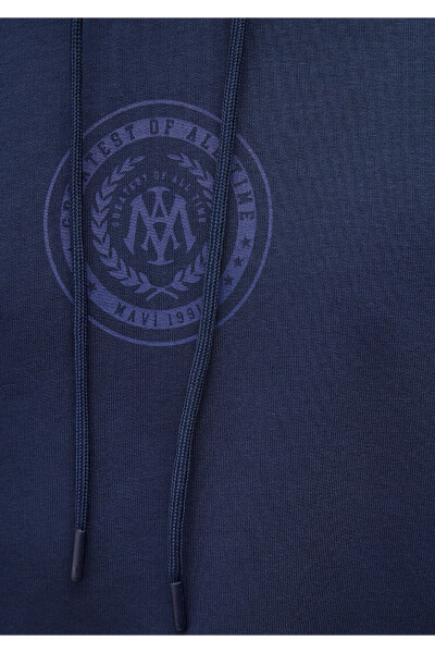 Mühür Logo Baskılı Kapüşonlu Lacivert Sweatshirt 0s10192-70490-Lacivert - 6