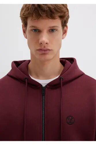 Mühür Logo Nakışlı Kapüşonlu Fermuarlı Bordo Sweatshirt 066979-70426 - Bordo-70426 - 6