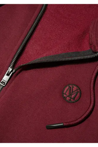Mühür Logo Nakışlı Kapüşonlu Fermuarlı Bordo Sweatshirt 066979-70426 - Bordo-70426 - 7