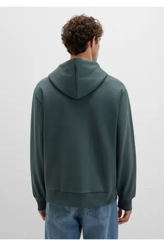 Mühür Logo Nakışlı Kapüşonlu Fermuarlı Yeşil Sweatshirt 066979-71598-Yeşil - 5