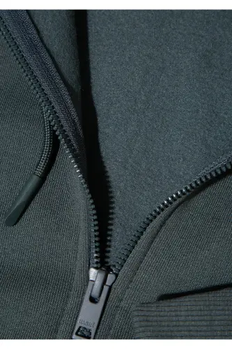 Mühür Logo Nakışlı Kapüşonlu Fermuarlı Yeşil Sweatshirt 066979-71598-Yeşil - 7