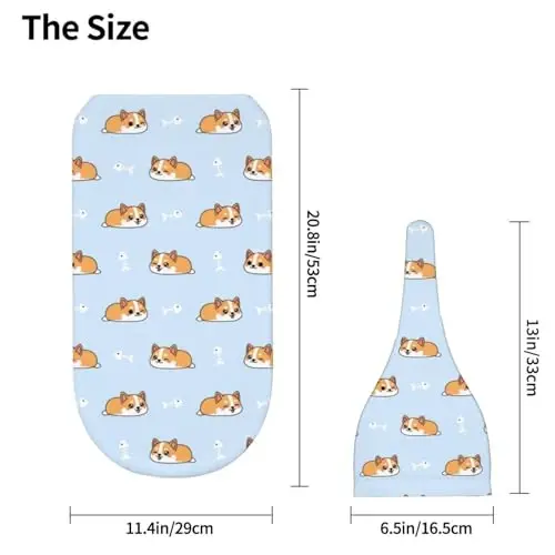 Muishi Cartoon Sleep Corgi Cute Blue Newborn Swaddle Blankets Hat Sets Soft Baby Receiving Blanket Swaddle Sack for Baby Shower Infant Boy Girl Gift - 5