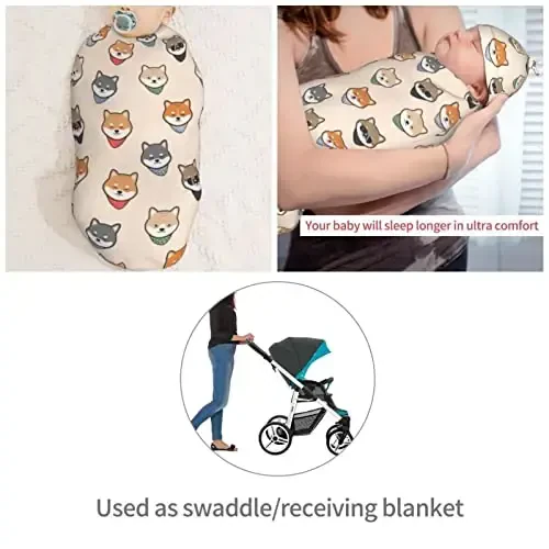 Muishi Kawaii Rabbit White Bunnies Newborn Swaddle Blankets Hat Sets Soft Baby Receiving Blanket Swaddle Sack for Baby Shower Infant Boy Girl Gift - 4