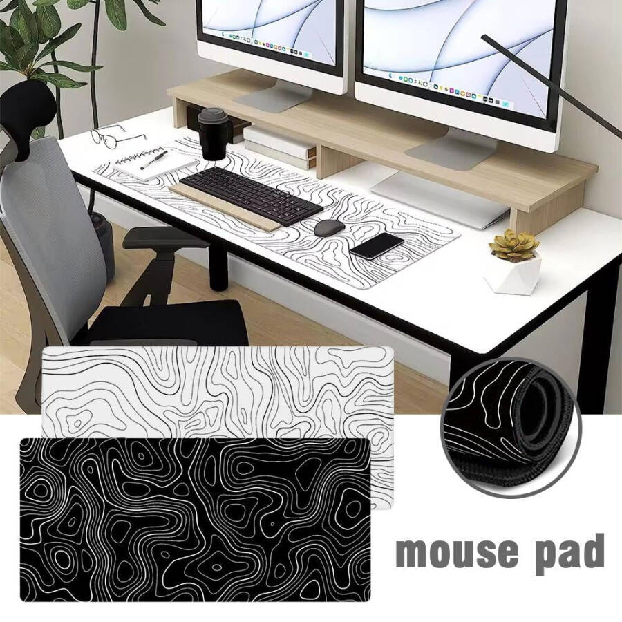 Mükemmel Kayma Sağlayan Topografik Beyaz Oyun Mouse Pad'i - 18