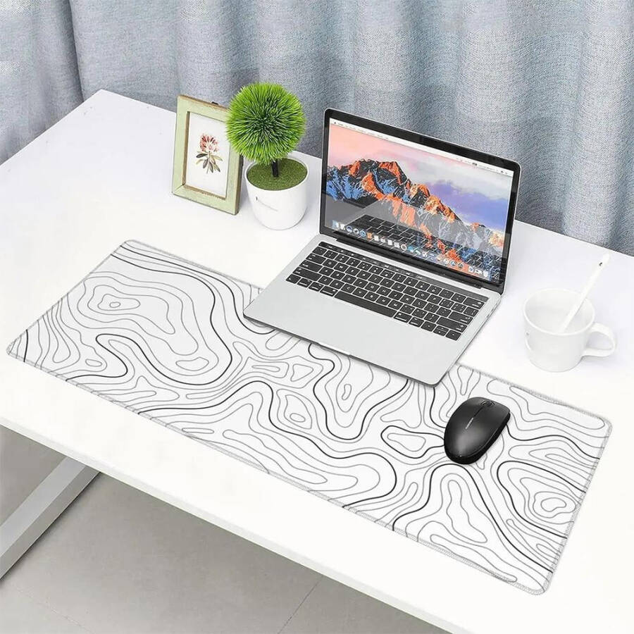 Mükemmel Kayma Sağlayan Topografik Beyaz Oyun Mouse Pad'i - 23