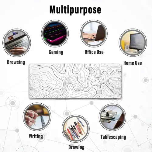 Mükemmel Sirpanishli Topografik Oq Gaming Mouse Pad - 5