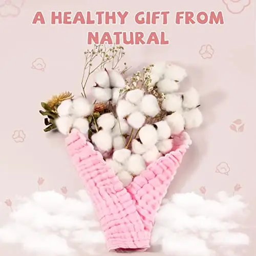 MUKIN Baby Washcloths and Burp Cloths, Soft Absorbent Towels for Newborns, 6 Pack, 12x12 Inches (Pink) - 4