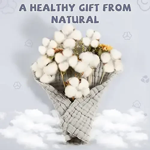 MUKIN Baby Washcloths - Newborn uchun yumshoq yuz lattalari, absorbent hammom yuz sochiqlari, bolalar salfetkalari, qaytarish lattalari yoki yuz sochiqlari, dush sifatida chaqaloqlar ro'yxati. 6-12x12 dyuymli paket (kulrang) - MUKIN (1)