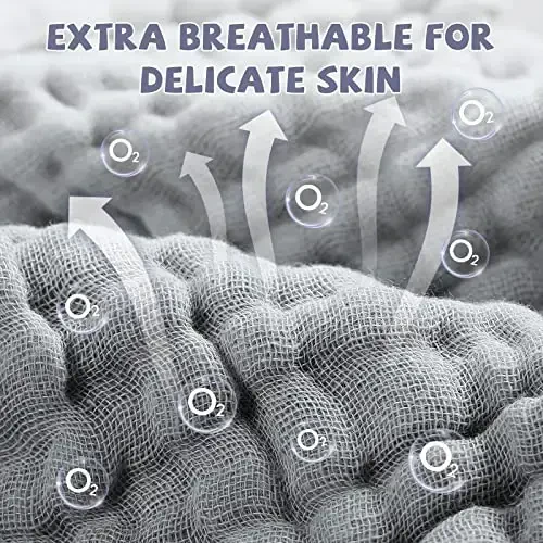 MUKIN Baby Washcloths - Soft Face Cloths for Newborn, Absorbent Bath Face Towels, Baby Wipes, Burp Cloths or Face Towels, Baby Registry as Shower. Pack of 6-12x12 inches (Grey) - 3