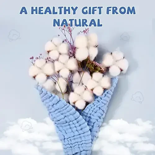 MUKIN Baby Washcloths - Soft Face Cloths for Newborn, Absorbent Bath Wipes, Burp Cloths or Towels, Baby Registry as Shower. Pack of 6-12x12 inches (Blue) - 2