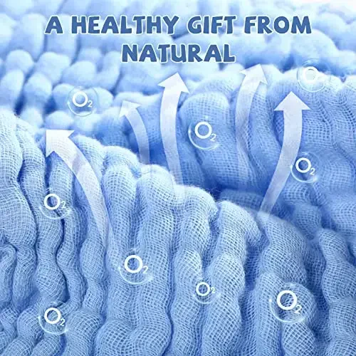 MUKIN Baby Washcloths - Soft Face Cloths for Newborn, Absorbent Bath Wipes, Burp Cloths or Towels, Baby Registry as Shower. Pack of 6-12x12 inches (Blue) - 3