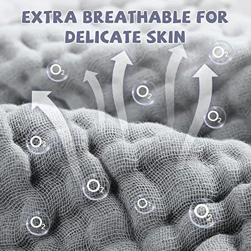 MUKIN Baby Washcloths - Soft Face Cloths for Newborn, Absorbent Bath Face Towels, Baby Wipes, Burp Cloths or Face Towels, Baby Registry as Shower. Pack of 6-12x12 inches (Grey) - 3
