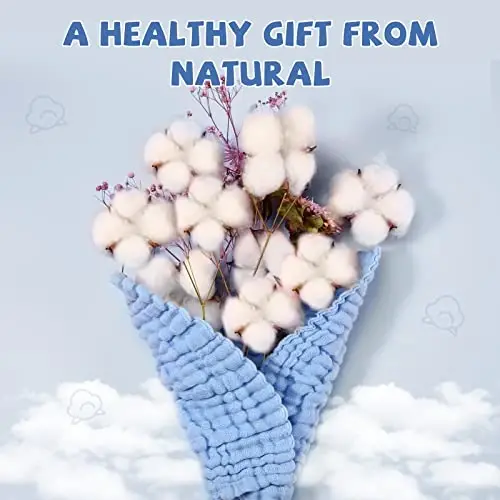 MUKIN Baby Washcloths - Soft Face Cloths for Newborn, Absorbent Bath Wipes, Burp Cloths or Towels, Baby Registry as Shower. Pack of 6-12x12 inches (Blue) - 2