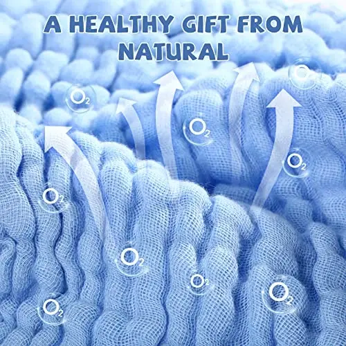 MUKIN Baby Washcloths - Soft Face Cloths for Newborn, Absorbent Bath Wipes, Burp Cloths or Towels, Baby Registry as Shower. Pack of 6-12x12 inches (Blue) - 3