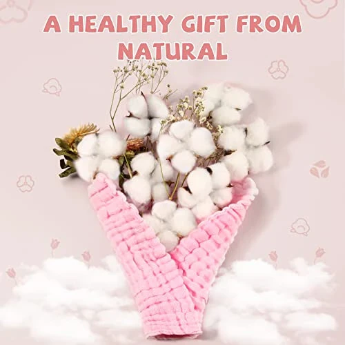 MUKIN Chaqaloqlar uchun yuvish mato va qusish matosi, yumshoq so'ruvchi sochiqlar, 6 dona to'plam, 12x12 dyuym (pushti) - 4