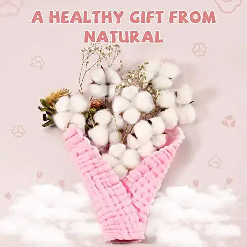 MUKIN Детские мочалки и пеленки для отрыжки, мягкие впитывающие полотенца для новорожденных, 6 штук, 12x12 дюймов (розовый) - 22