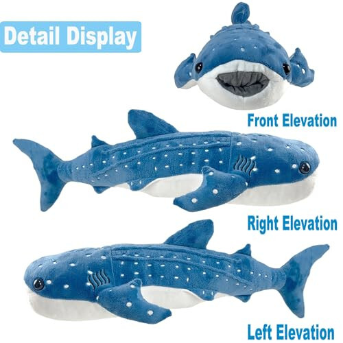 Mukouxun 18.5 inch Whale Shark Stuffed Animal Whale Shark Plush Whale Shark Kids Plush Toy Pillows Stuffed Blue Whale Doll - 9