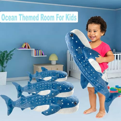 Mukouxun 18.5 inch Whale Shark Stuffed Animal Whale Shark Plush Whale Shark Kids Plush Toy Pillows Stuffed Blue Whale Doll - 10