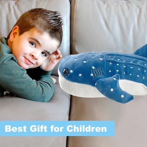 Mukouxun 18.5 inch Whale Shark Stuffed Animal Whale Shark Plush Whale Shark Kids Plush Toy Pillows Stuffed Blue Whale Doll - 11