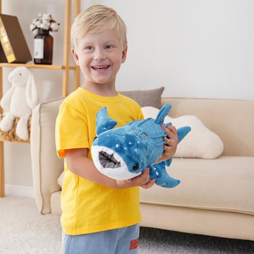 Mukouxun 18.5 inch Whale Shark Stuffed Animal Whale Shark Plush Whale Shark Kids Plush Toy Pillows Stuffed Blue Whale Doll - 3