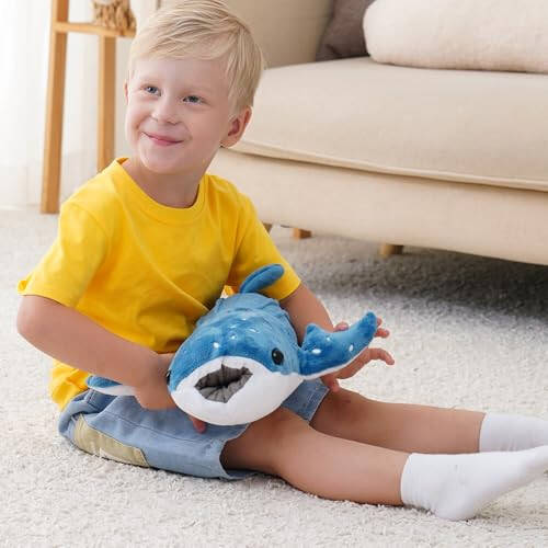 Mukouxun 18.5 inch Whale Shark Stuffed Animal Whale Shark Plush Whale Shark Kids Plush Toy Pillows Stuffed Blue Whale Doll - 4