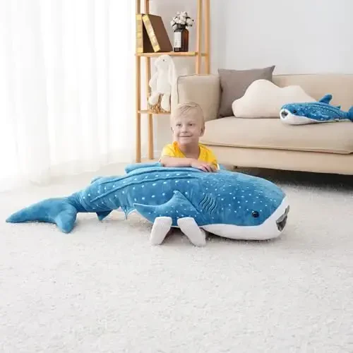 Mukouxun 39 Inch Whale Shark Stuffed Animal – Giant Plush Shark Pillow Toy, Realistic Big Whale Shark Plushie for Kids and Ocean Lovers, Large Cuddly Gift - 5