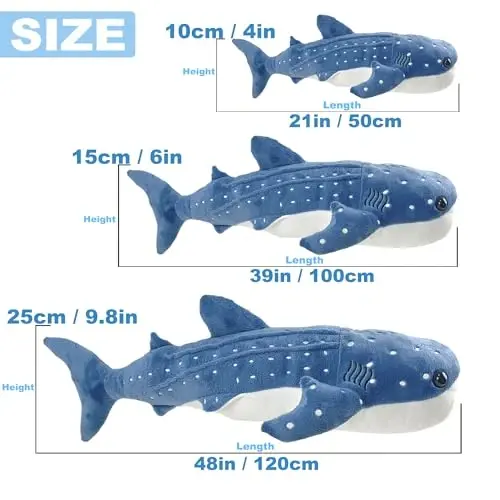 Mukouxun Whale Shark Plush 48 Inch Giant Shark Stuffed Animal Pillow Toy | Gift boxed giant whale shark Stuffed Animal for shark lovers and ocean fans, a Christmas, birthday and holiday gift option - MUKOUXUN