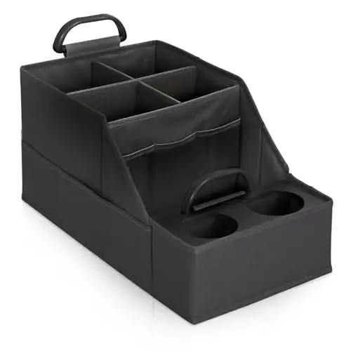 MULISOFT Car Seat Organizer- Backseat Car Organizer with 12 Storages Compartments and 2 Cup Holders, Organizers and Storage, Front Seat for Travel Kids,Black - 1