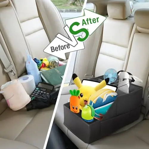 MULISOFT Car Seat Organizer- Backseat Car Organizer with 12 Storages Compartments and 2 Cup Holders, Organizers and Storage, Front Seat for Travel Kids,Black - 5