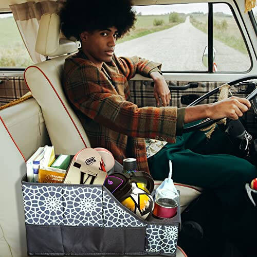 MULISOFT Car Seat Organizer - Backseat with 11 Compartments, 2 Cup Holders, and 2 Oversized Side Pockets for Travel and Storage - 2