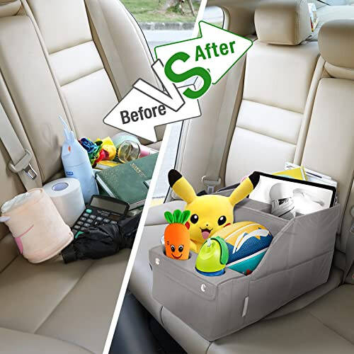 MULISOFT Car Seat Organizer - Backseat Organizer with 11 Storage Compartments and 2 Cup Holders for Travel, Kids - 4