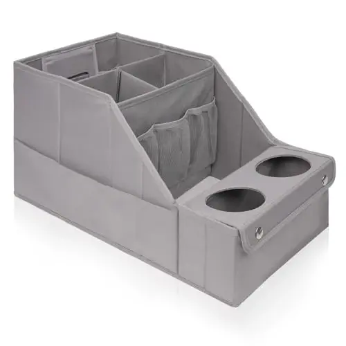 MULISOFT Car Seat Organizer - Backseat Organizer with 11 Storage Compartments and 2 Cup Holders for Travel, Kids - 1