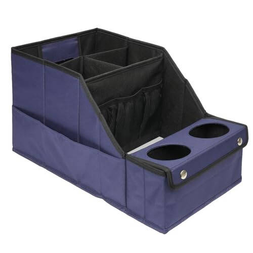 MULISOFT Car Seat Organizer, Backseat Car Organizer with 11 Storages Compartments and 2 Cup Holders, Blue - 1