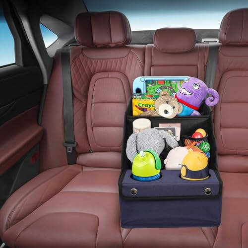 MULISOFT Car Seat Organizer, Backseat Car Organizer with 11 Storages Compartments and 2 Cup Holders, Blue - 6