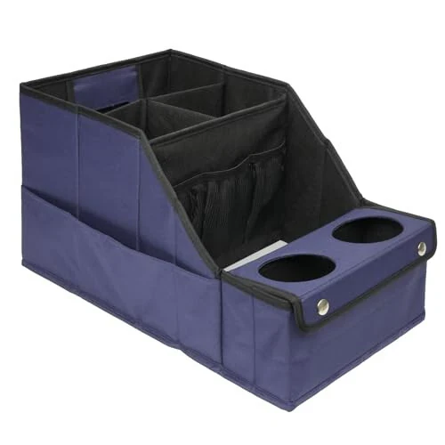 MULISOFT Car Seat Organizer, Backseat Car Organizer with 11 Storages Compartments and 2 Cup Holders, Blue 