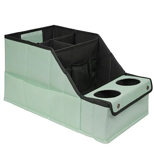 MULISOFT Car Seat Organizer - Backseat Car Organizer with 11 Storages Compartments and 2 Cup Holders, Green 