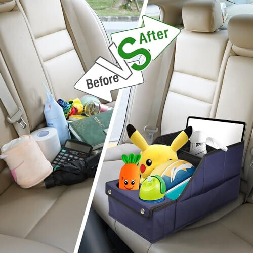 MULISOFT Car Seat Organizer, Backseat Car Organizer with 11 Storages Compartments and 2 Cup Holders, Blue - 4