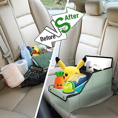 MULISOFT Car Seat Organizer - Backseat Car Organizer with 11 Storages Compartments and 2 Cup Holders, Green - 5