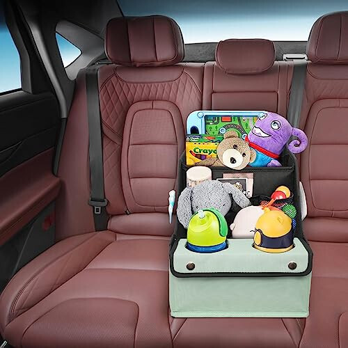 MULISOFT Car Seat Organizer - Backseat Car Organizer with 11 Storages Compartments and 2 Cup Holders, Green - 6