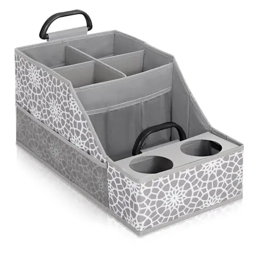 MULISOFT Car Seat Organizer- Backseat Car Organizer with 12 Storages Compartments and 2 Cup Holders, Organizers and Storage, Front Seat for Travel Kids,Gray 