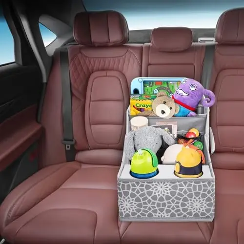 MULISOFT Car Seat Organizer- Backseat Car Organizer with 12 Storages Compartments and 2 Cup Holders, Organizers and Storage, Front Seat for Travel Kids,Gray - 6