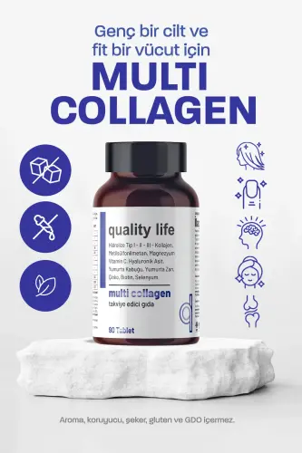 Multi Collagen 90 Tablets - Type 1-2-3-5-10 Collagen MSM Magnesium Vitamin C Eggshell Membrane Zinc - QUALITY LIFE (1)