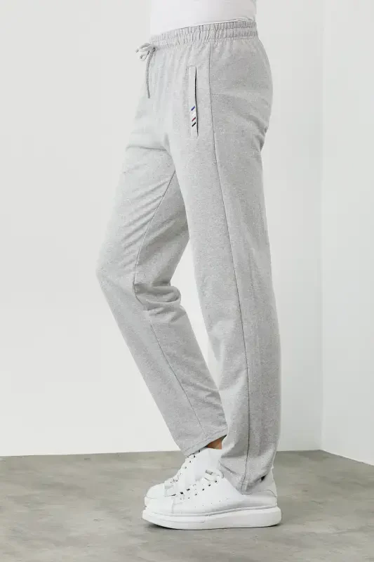 Multi-Color Men's Zipper Pocket Embroidery Detailed Straight Leg Relaxed Fit 4-Piece Sweatpants Set-Black - 3