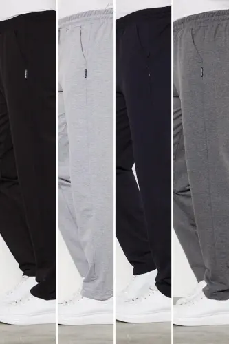 Multi-Colored 4-Piece Men's Straight Leg Relaxed Fit Sweatpants Premium Fabric-Black 