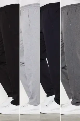 Multi-Colored 4-Piece Men's Straight Leg Relaxed Fit Sweatpants Premium Fabric-Black - 1