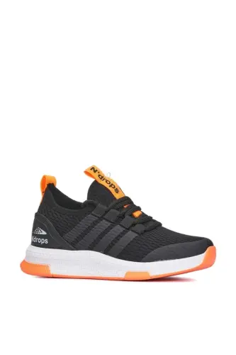 Multi-Colored - Unisex Light Flexible Children's Sneaker - Emblem Figured Striped Black 