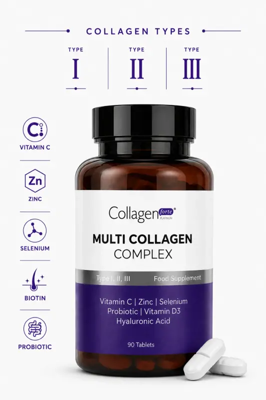 Multi Kolajen Kompleks, Probiyotik & Multivitamin 1500 mg x 90 Tablet - 1