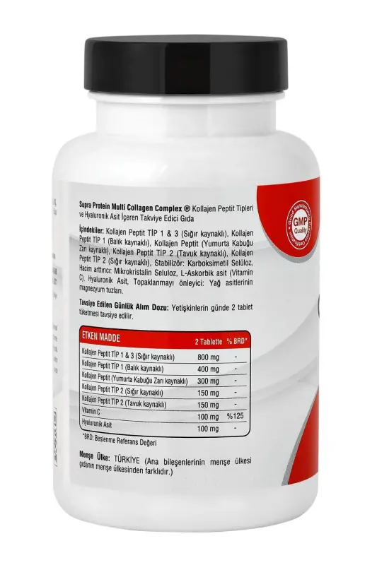 Multi Kollagen Kompleksi 60 Tablet - 5 Xil Kollagen Aralashmasi + Gialuronik Kislota & S vitamini - 9