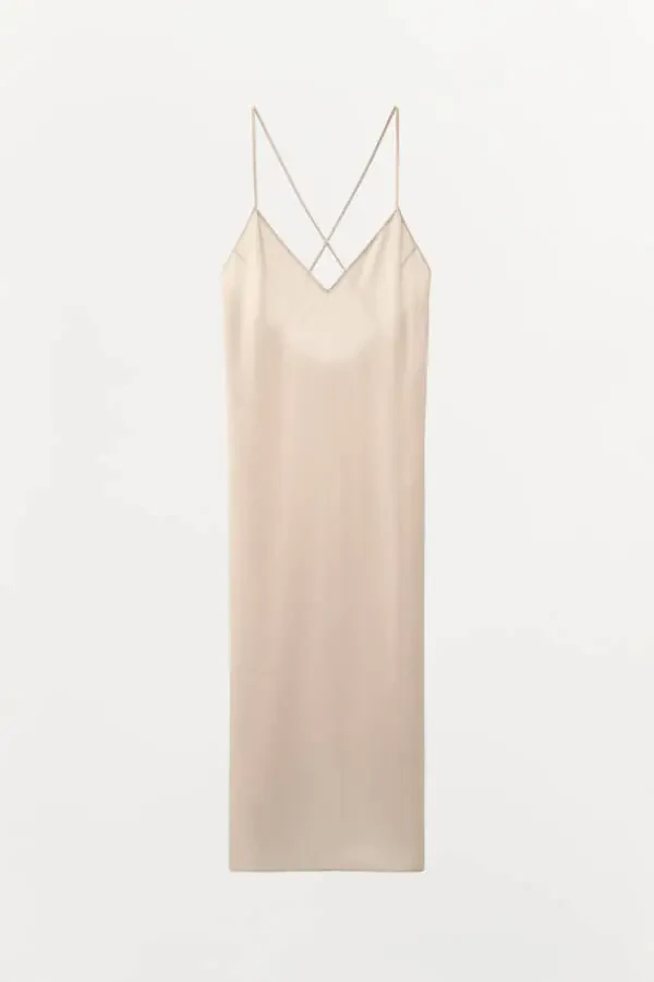 Multi-position halter long slip dress - Beige pink - 5